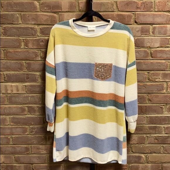 Lovely Melody Multi Stripe L/S Crew Neck Tunic - Picture 2 of 7